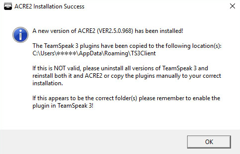 ACRE Installation Prompt
