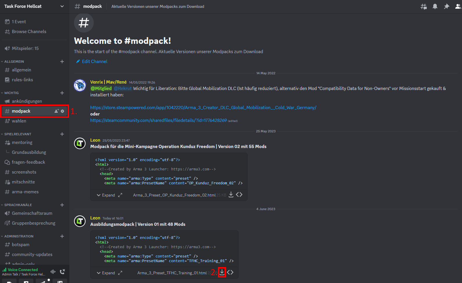 Discord Modpack Channel
