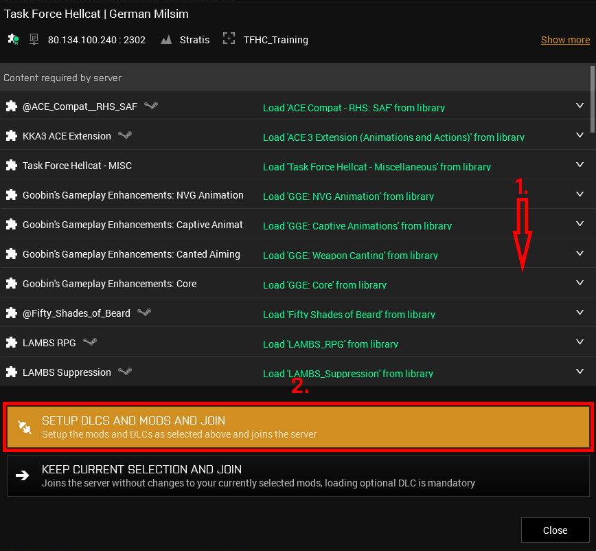 Mod Setup Screen